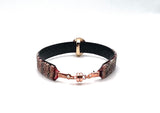 Bangle Cotton Stripe Bordeaux with Pink Evil Eye Charm