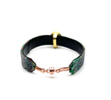 Bangle Cotton Stripe Multi Jewel Tone Paradise with Aqua Evil Eye Charm