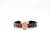 Bangle Cotton Stripe Bordeaux with Pink Evil Eye Charm