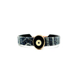 Bangle Cotton Stripe Black Moonlight with Black Evil Eye Charm