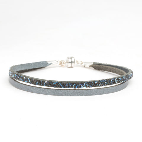 Single Thin Split Silver Clear Moonlight - Silver Clasp