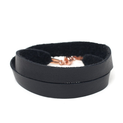 Double Bangle Black Leather