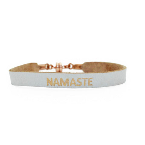 Single White "Namaste" Bracelet