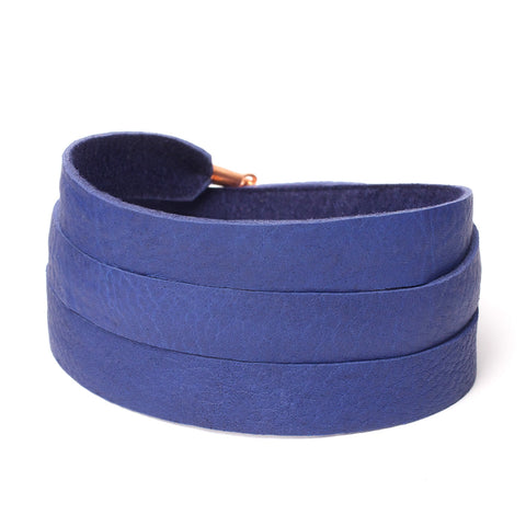 Triple Bangle Navy Blue Leather