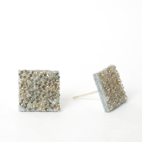 White Gold Square Studs