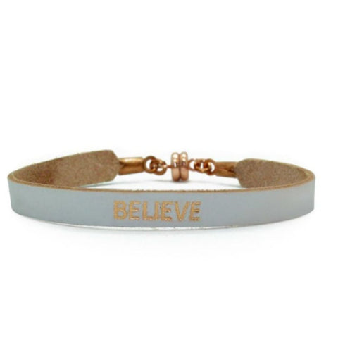 Single White "Believe" Bracelet