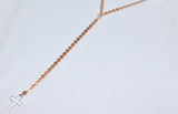 Circle Link Lariat with Crystal Cross Pendant