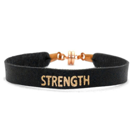 Single Black "Strength" Bracelet