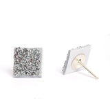White Crystal Square Studs