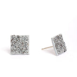 White Crystal Square Studs