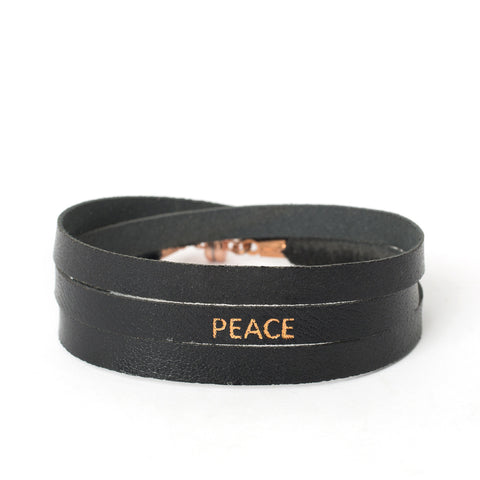 Triple Black "PEACE" Bracelet